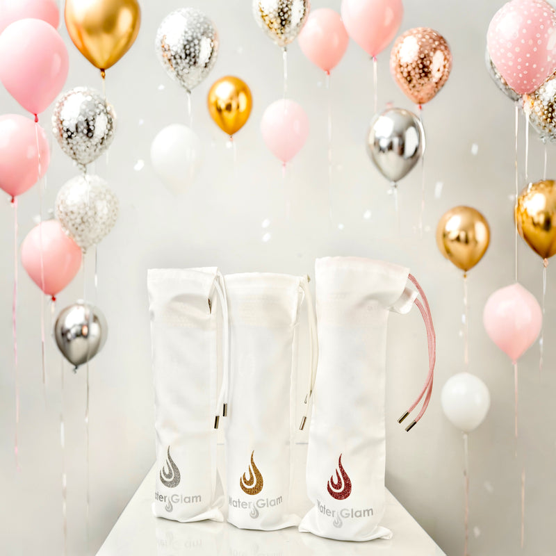 Silver, gold, pink drops decoration