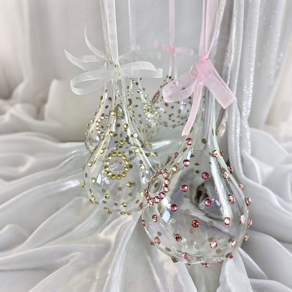 Gold, pink, rose gold and silver Preciosa crystal-embellished  glass drops